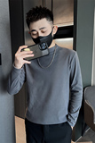 2025冬季男士新款打底衫半高领灰色长袖套头卫衣C203-8833-特P28，男装T恤，电商C208