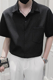 精神小伙短袖休闲尖领衬衫时尚格子夏季男士纯色上衣C203-8817P58，男装T恤，电商C208