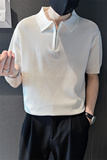 精神小伙夏季男士短袖t恤纯色polo衫翻领白色针织衫C203-8867-P58，男装T恤，电商C208