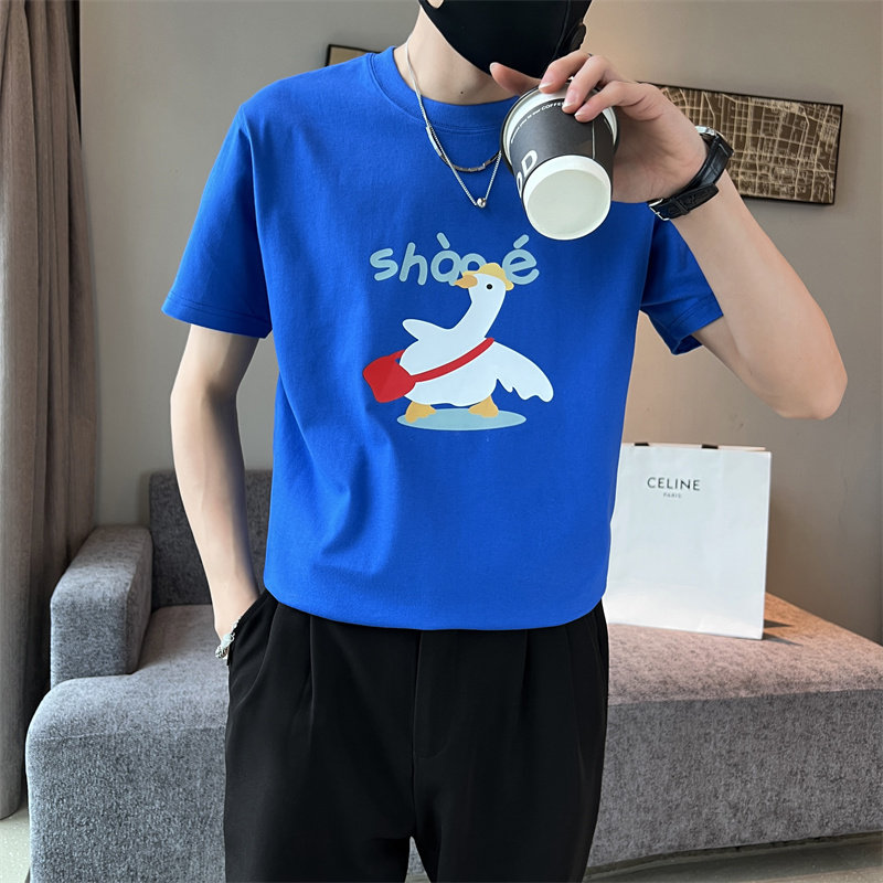精神小伙夏季男士短袖t恤时尚潮流半袖纯棉印花体恤C203-8859-P38,男装T恤,电商C208
