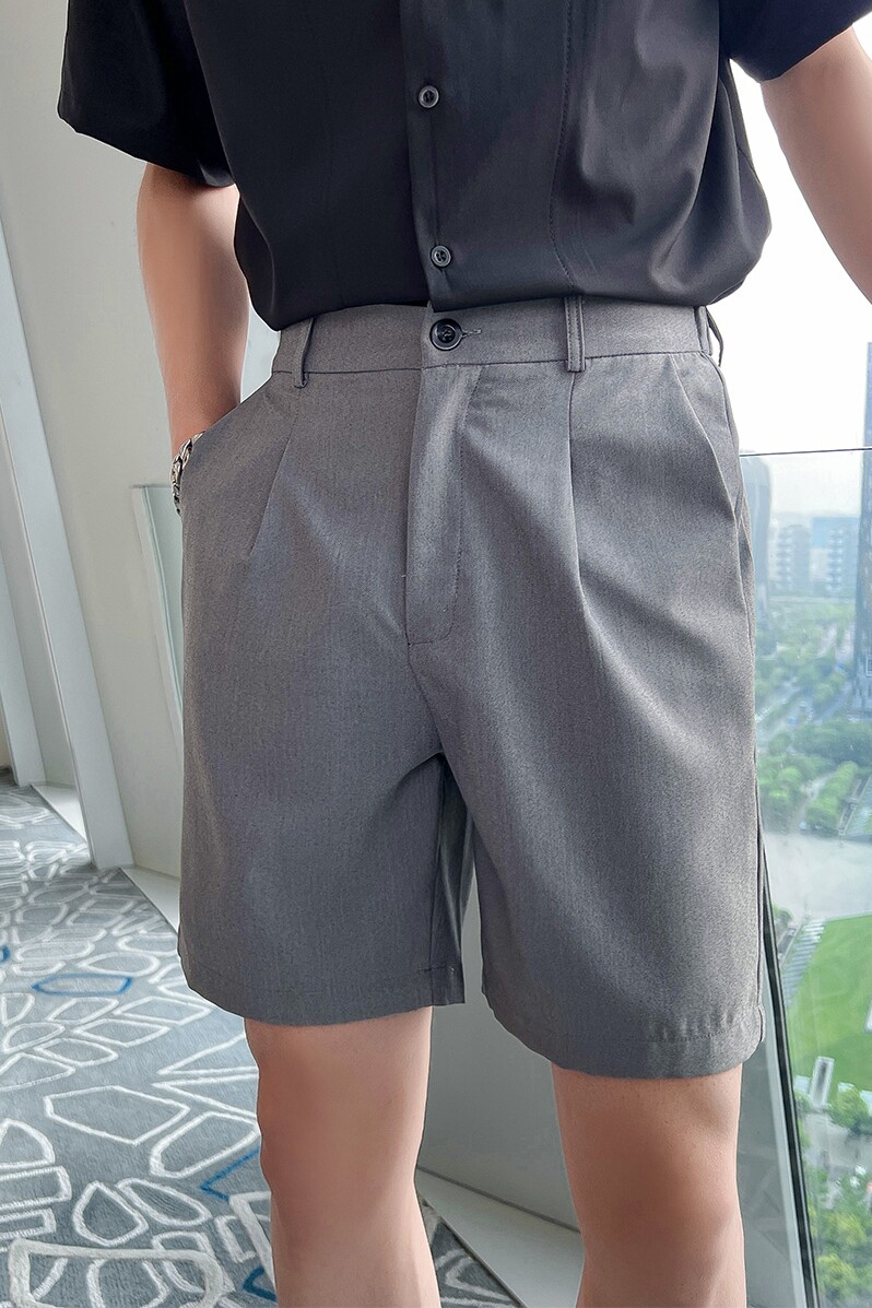 精神小伙青年男生直筒短裤夏季通勤高腰纯色休闲裤C203-6690-P58,男装牛仔裤,电商C208