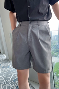 精神小伙青年男生直筒短裤夏季通勤高腰纯色休闲裤C203-6690-P58图片