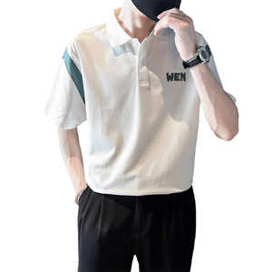 精神小伙夏季短袖polo衫潮牌刺绣翻领t恤男白色体恤C203-8862-P58图片