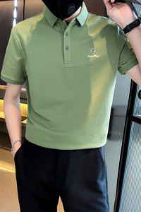 2025夏季新款男生潮牌Polo衫绿色帅气百搭短袖t恤男C203-8853-P58图片