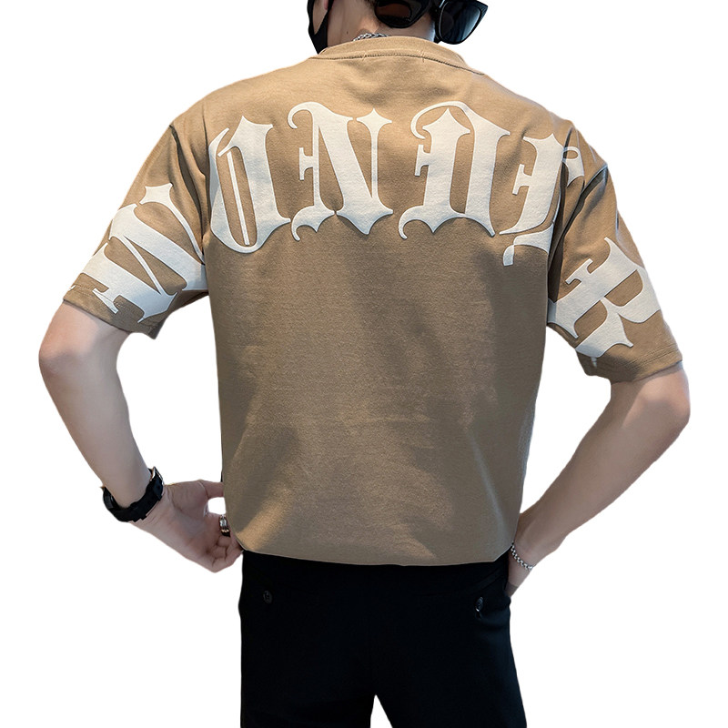 时尚百搭青少年潮牌短袖t恤字母刺绣宽松男士体恤C208-8879-特P38,男装T恤,电商C208