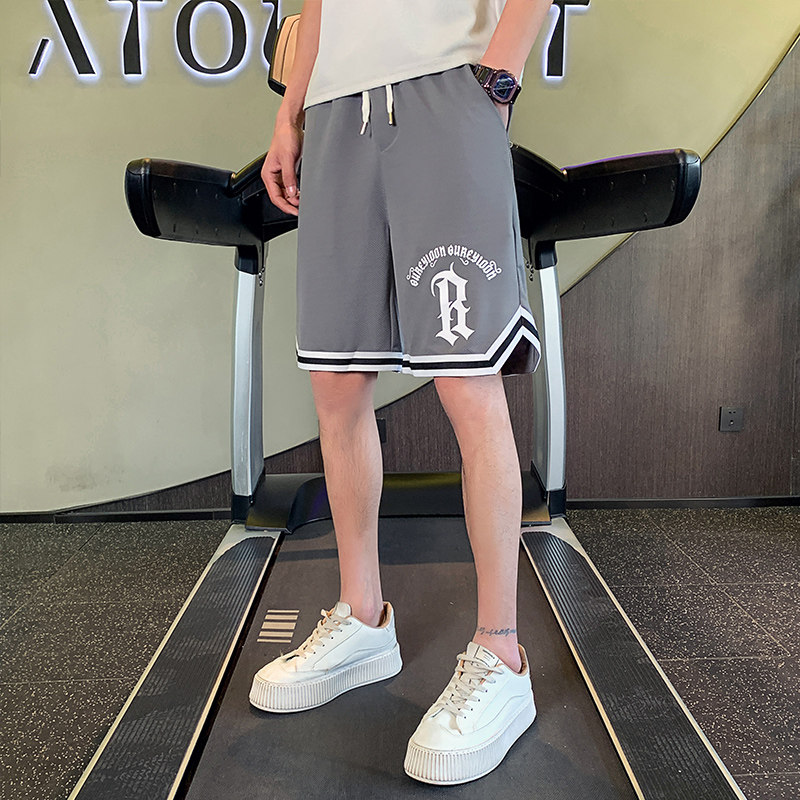 2025夏季新款男士潮牌运动裤灰色休闲印花短裤男C208-6753-特P38,男装牛仔裤,电商C208