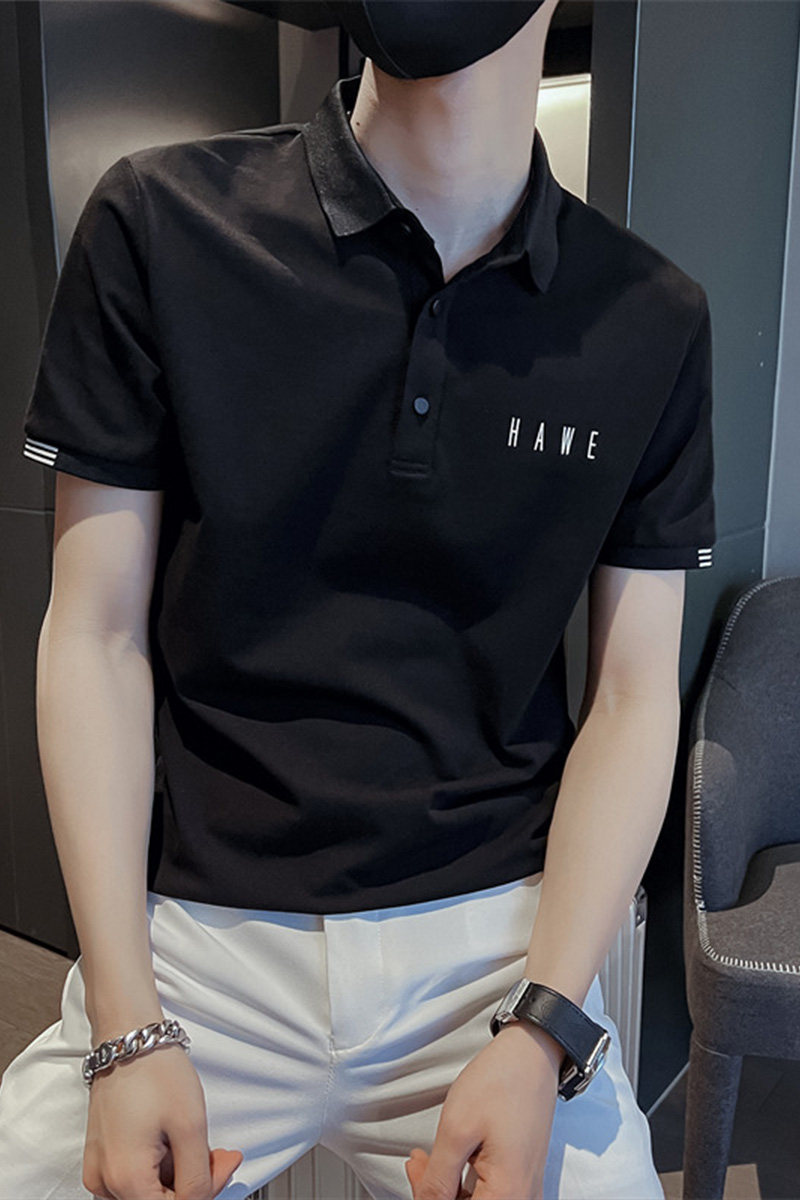 社会小伙夏季短袖印花T恤男时尚流行翻领修身Polo衫C203-8802-P58,男装T恤,电商C208