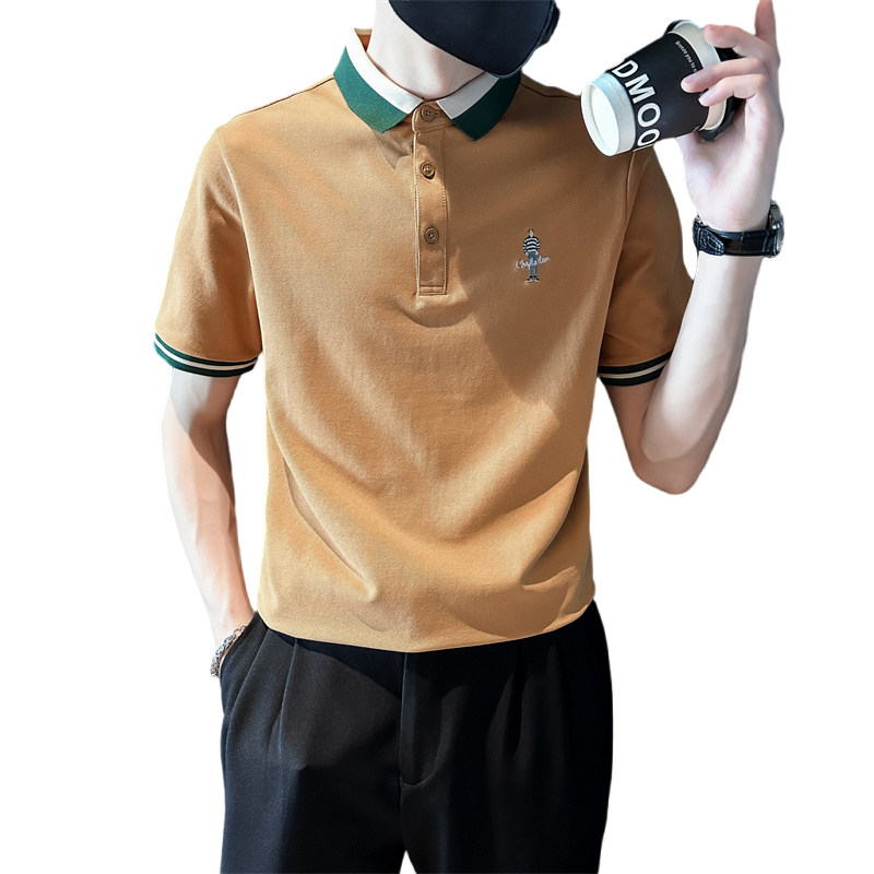 精神小伙夏季半袖翻领polo衫帅气百搭短袖条纹T恤男C203-8864-P58,男装T恤,电商C208