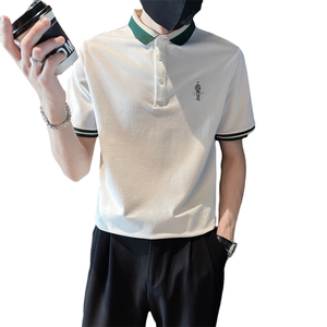 社会小伙夏季翻领polo衫潮牌刺绣体恤短袖条纹T恤男C203-8864-P58图片