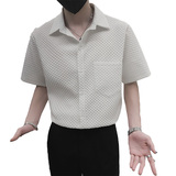 夏季男士纯色短袖尖领衬衫2026新款青年时尚半袖上衣C203-8817P58，男装T恤，电商C208