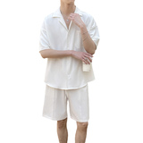 2025夏季新款男士白色套装轻熟风短袖短裤两件套C208-8874-P88，男装牛仔裤，电商C208