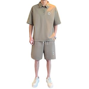 精神小伙夏季男士短袖翻领Polo衫2023潮牌短裤套装C208-8883-P88图片