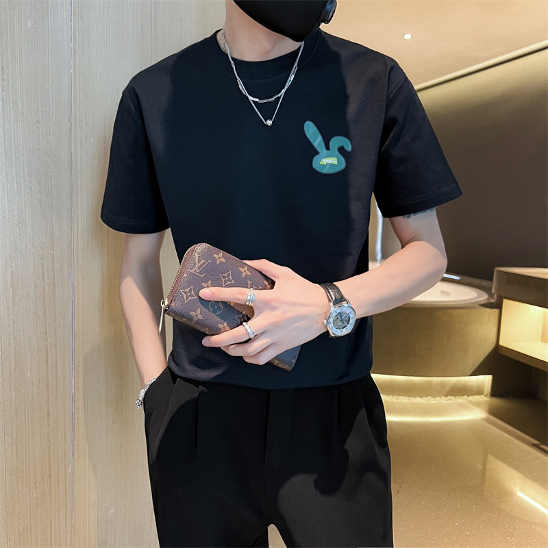 精神小伙夏季男士短袖t恤潮牌印花半袖圆领体恤男C203-8858-P38,男装T恤,电商C208