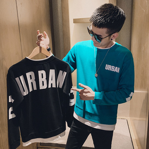 韩版修身卫衣男春季圆领套头假两件外套打底衫C203-H8803-P60控88，男装T恤，电商C208