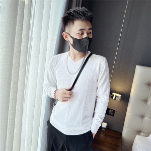 2025秋冬季新款男士套头打底衫V领纯色针织衫C203-8846-特P28,男士白色牛仔裤搭配什么衣服图片欣赏图片