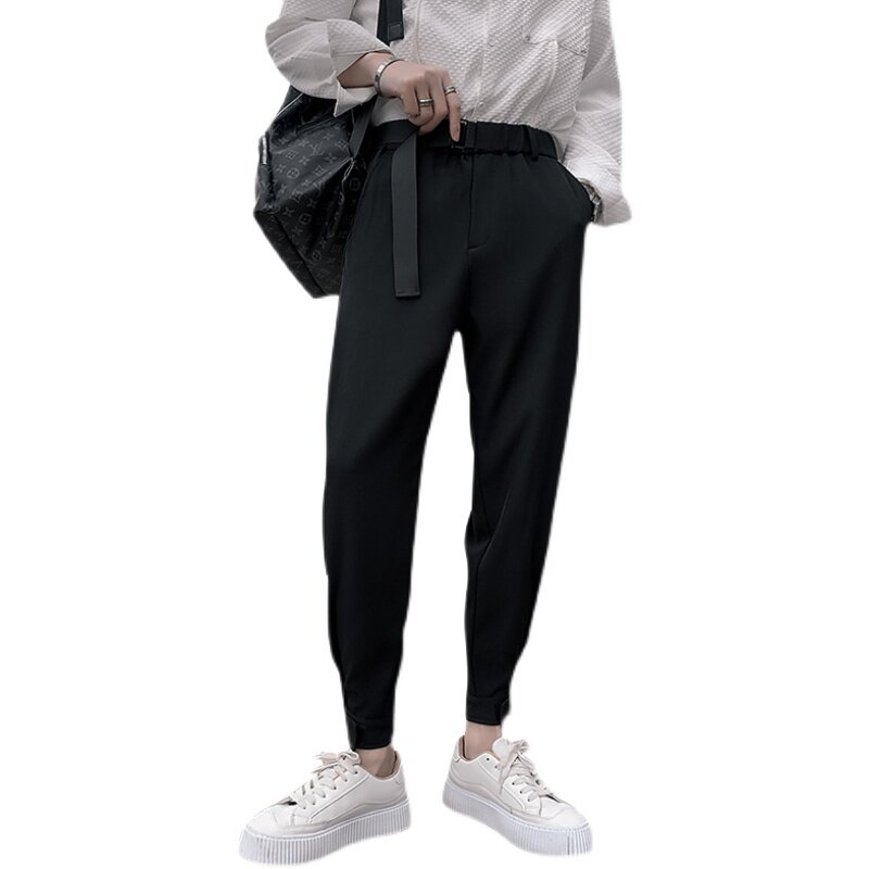 社会小伙青年男士休闲哈伦裤束腰小脚纯色长裤C203-6681-P68控98,男装休闲裤,电商C208