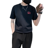 精神小伙夏季短袖t恤时尚潮流圆领体恤男黑色打底衫C203-8857-P38，男装T恤，电商C208