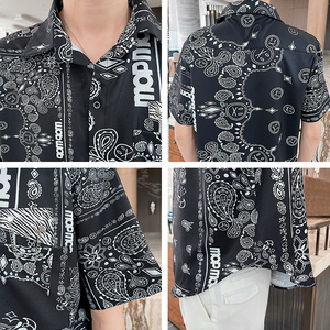 社会小伙男士抖音直播短袖花衬衫轻熟风新款半袖衬衣8811-P58图片