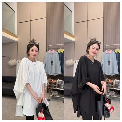 【初春穿搭】韩系松弛感不规则百搭中长款T恤上衣