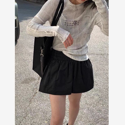 【夏日特调】高腰运动休闲宽松舒适a字阔腿裤纯色百搭短裤