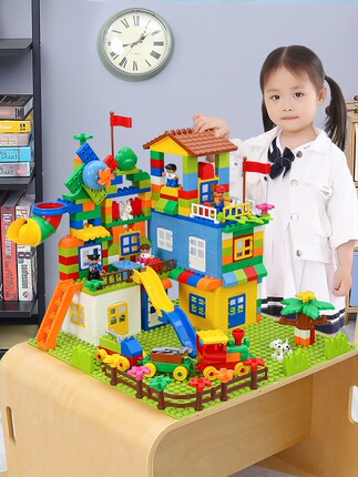 Chinese Building Blocks Toys for Boys and Girls, 3 Cities, Large Pieces, Educational Toys for Children, Brain Development for 1-2 Year Old Babies