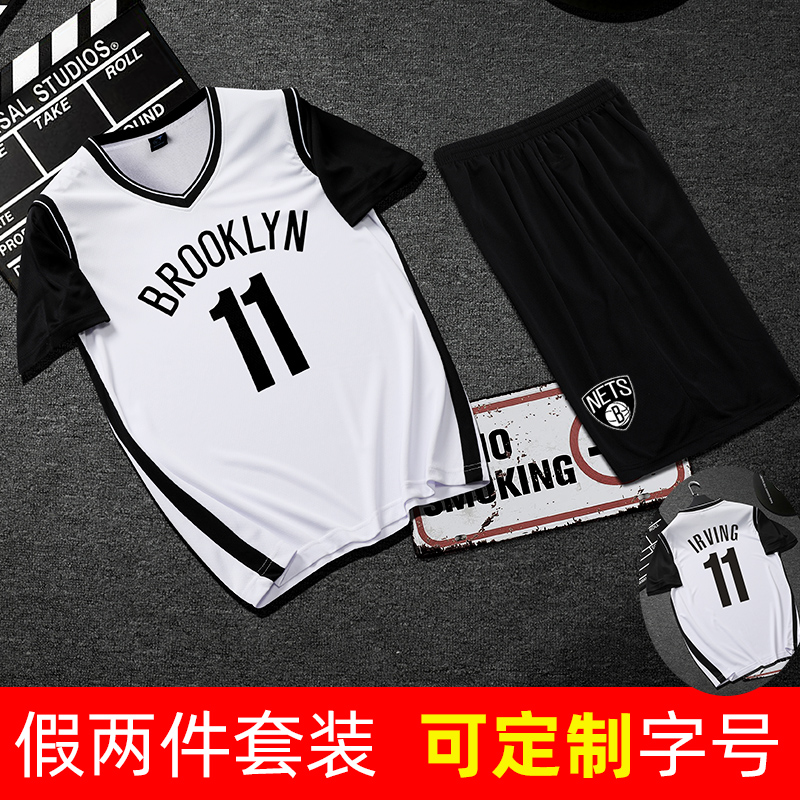 篮球服套装男女假两三件套秋冬篮网欧文球衣短袖比赛训练定制印字券后58.00元