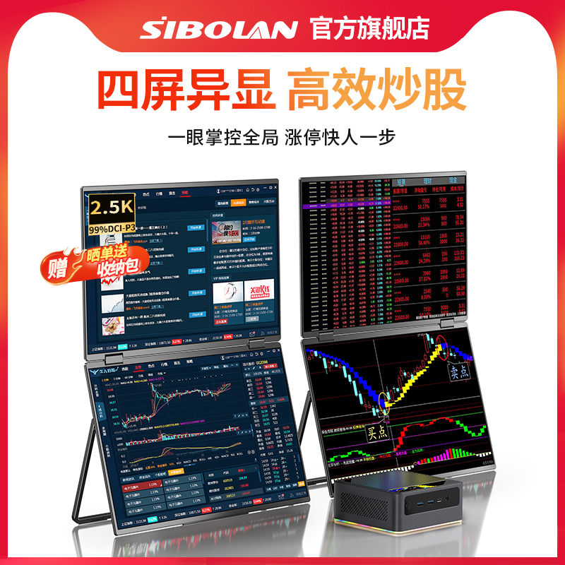 斯波兰四屏便携显示器炒股神器