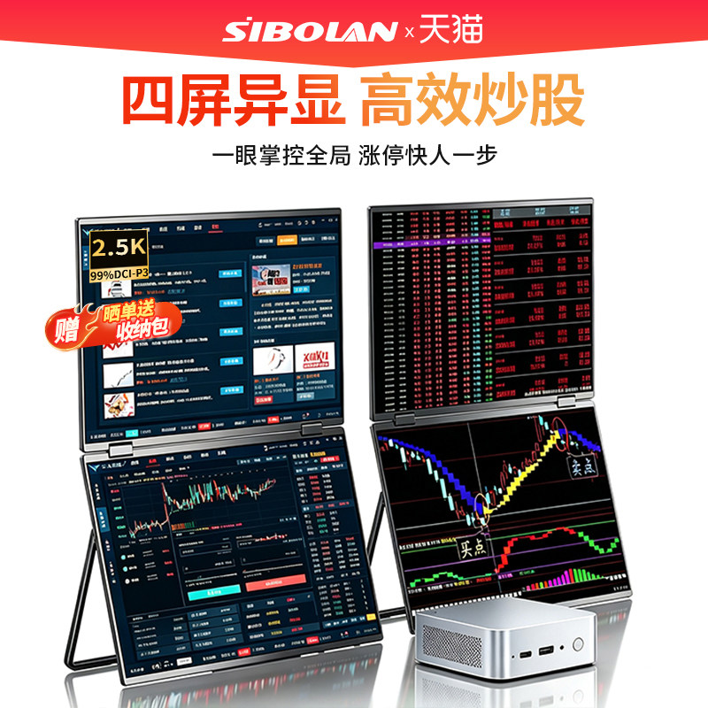 斯波兰四屏炒股电脑神器+显示器