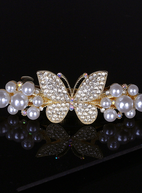 韩版顶夹小号弹簧夹水晶水钻百搭发卡盘发夹子边夹刘海发饰头饰品