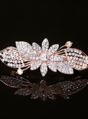 日韩顶夹小号弹簧夹水晶水钻金属发卡盘发夹子边夹发饰刘海头饰品