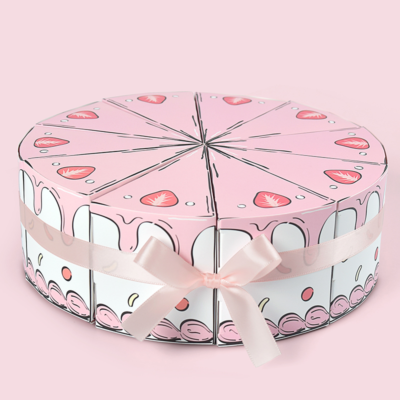 ins风可拼圆形礼品盒手提绳喜糖盒节日糖果礼盒儿童零食创意纸盒