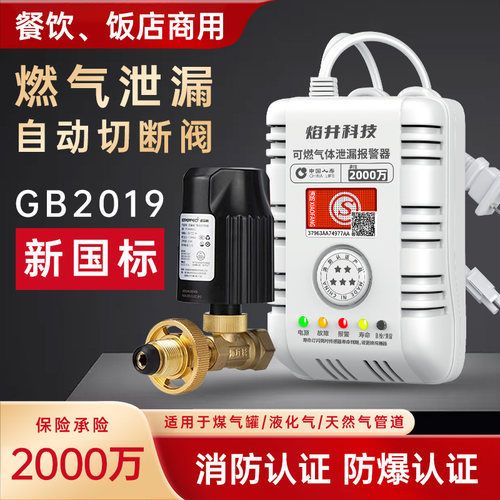 燃气泄露自动切断安全阀家商用餐饮天然气液化气罐煤气泄漏报警器