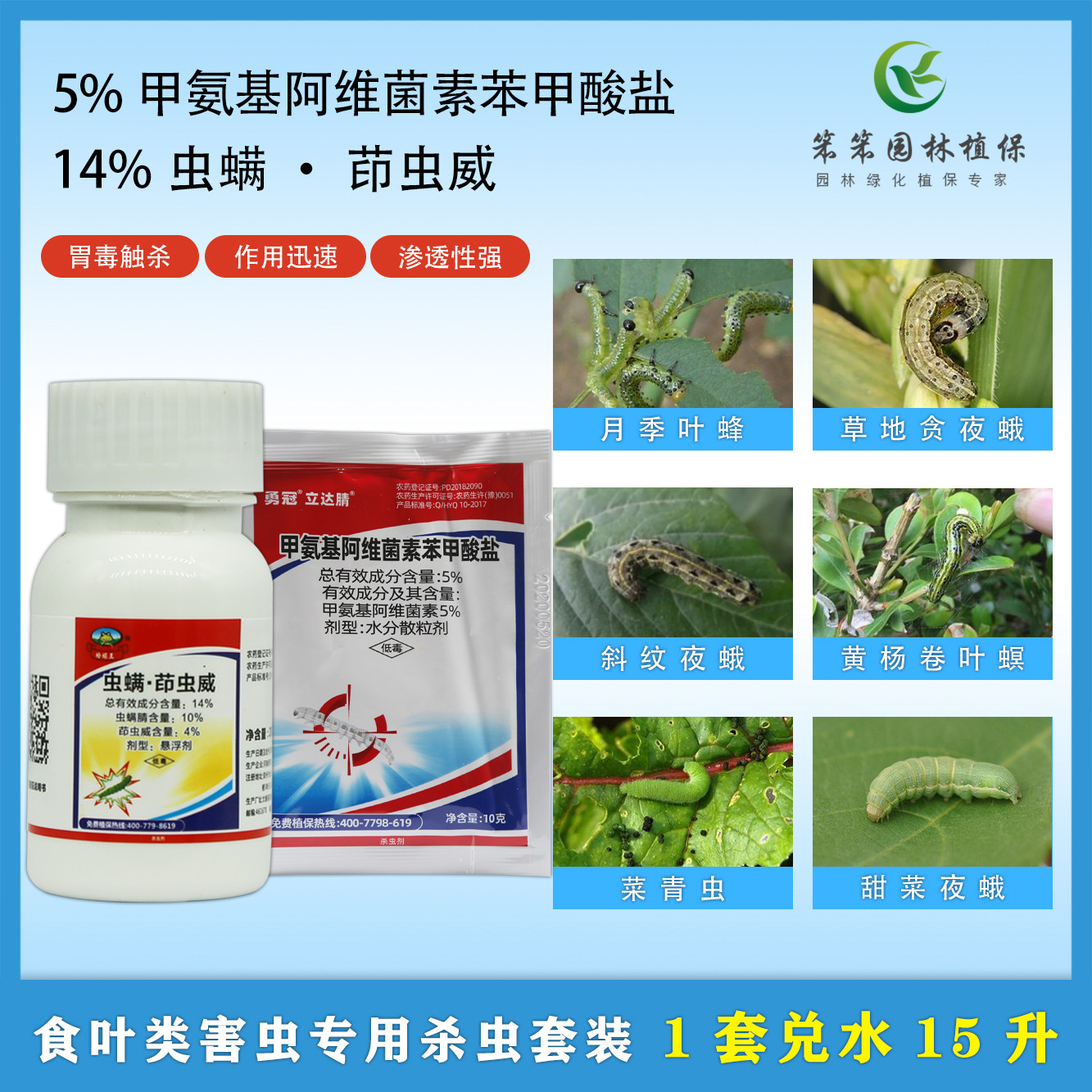 斜纹夜蛾草地贪绿化月季叶蜂食叶菜青虫毛毛虫专用杀虫剂农药套装