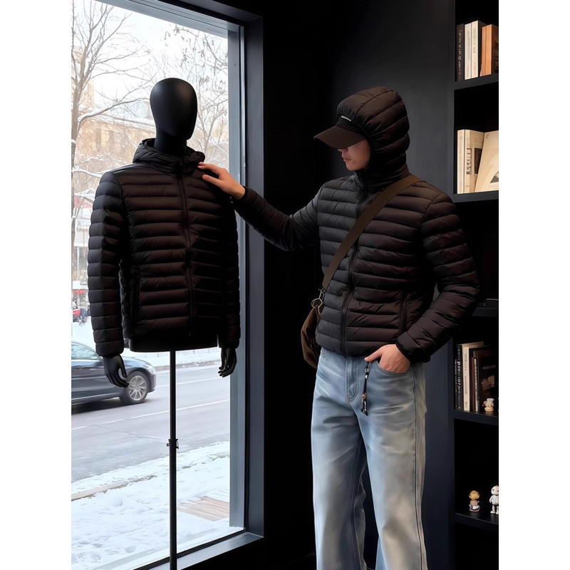 轻量化排骨羽绒棉服男款