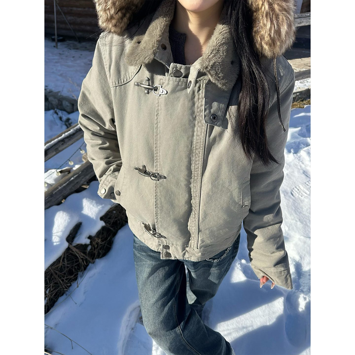 vintage美式哈灵顿棉服男