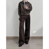 型裤 stay 子高级感 男款 直筒宽松A字版 the night棕色混纺毛呢西裤