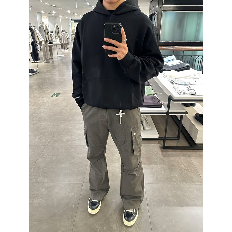 foool多口袋褶皱工装裤男直筒美式vibe风裤子高街痞帅提档微喇裤