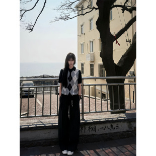 夏季 stay 男款 night阿盖尔菱形格针织短袖 老钱风羊毛混纺t恤 the