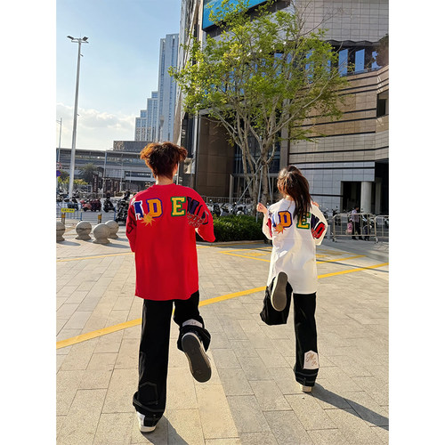 fock重磅彩色毛巾绣t恤男夏季美式小领口短袖高街潮牌情侣半截袖