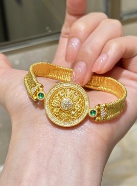 中古灵动八宝罗盘手表女款vintage时尚气质高级感弹力绳手链手饰