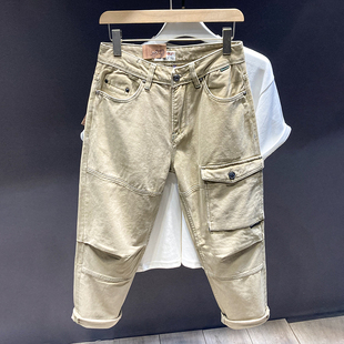 日系潮牌休闲裤子男水洗复古宽松直筒潮流百搭工装牛仔裤男青年