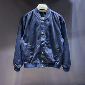 牛仔衣 青年工装 高级感深蓝色潮牌牛仔外套男宽松大码 翻领夹克新款
