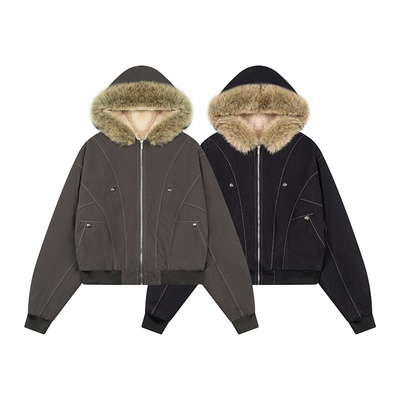 仿兔毛外套冬派克服cleanfit短款