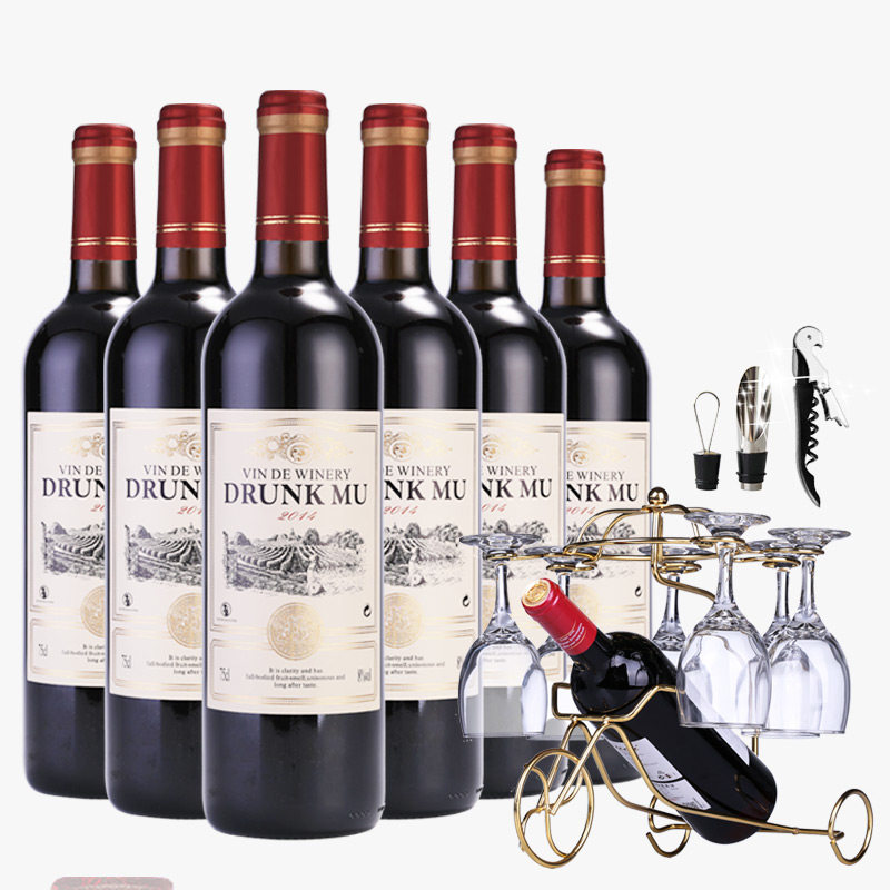 [送酒具套装]法国原酒进口甜红酒葡萄酒甜型半干红整箱特价赤霞珠