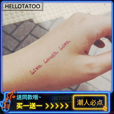 Live.Laugh.Love笑着爱着生活 原创英文彩色防水纹身贴 哲理句子