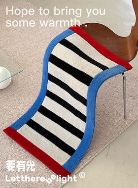 ins简约手工剪花毯客厅地毯卧室床边毯小地毯爬行垫创意摆件装饰