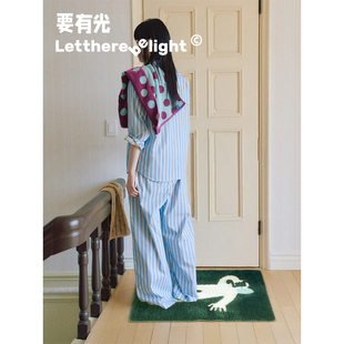 原创绿草地哭泣小人儿浴室防滑垫床边毯 绿色系I人专属床边毯