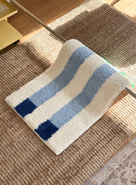 ins风马卡龙简约条纹地垫卧室床边毯吸水防滑浴室垫可机洗小坐垫