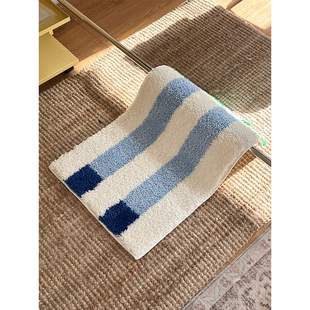 ins风马卡龙简约条纹地垫卧室床边毯吸水防滑浴室垫可机洗小坐垫
