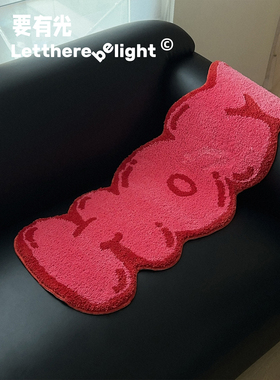 原创手写泡泡体字母毛绒地垫簇绒加厚卧室床边毯浴室防滑垫挂毯